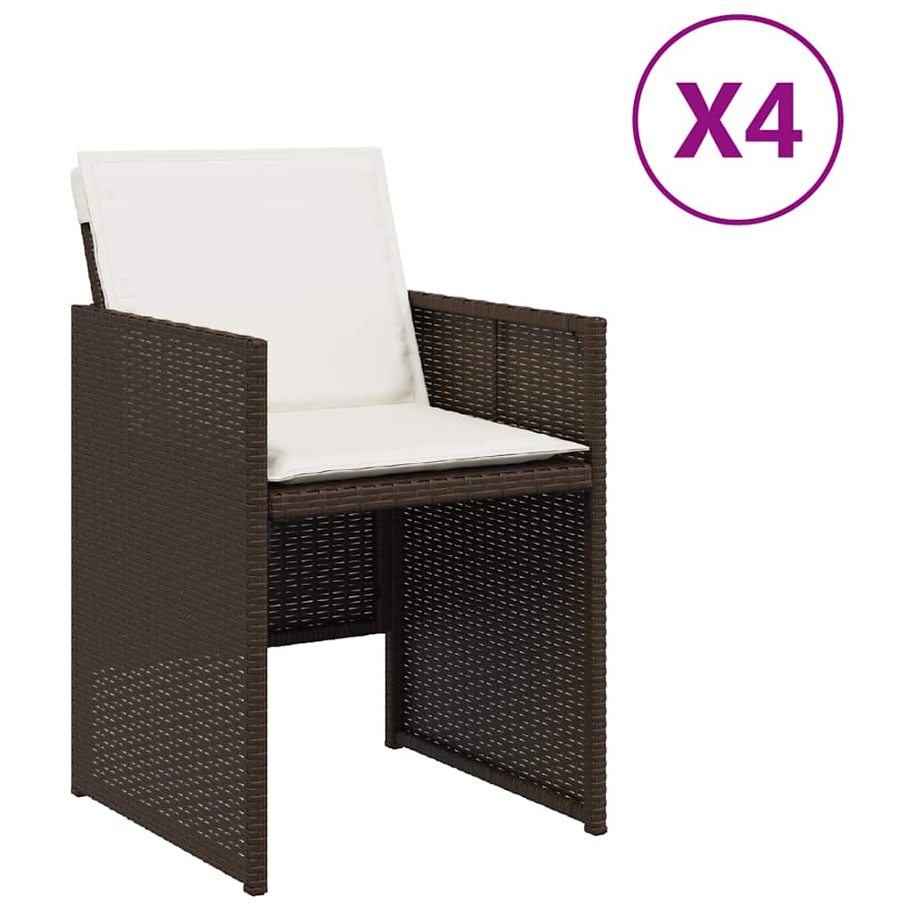 Thumbnail - vidaXL Gartenstühle mit Kissen 4 Stk. Braun Poly Rattan