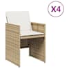 vidaXL aiatoolid koos istmepatjadega 4 tk, beež, pol&uuml;rotang
