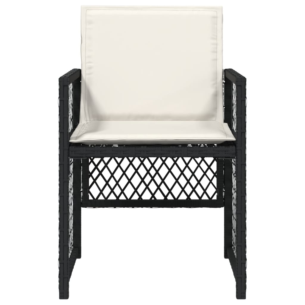 Градински столове с възглавници, 4 бр, черен, полиратан - Image 5