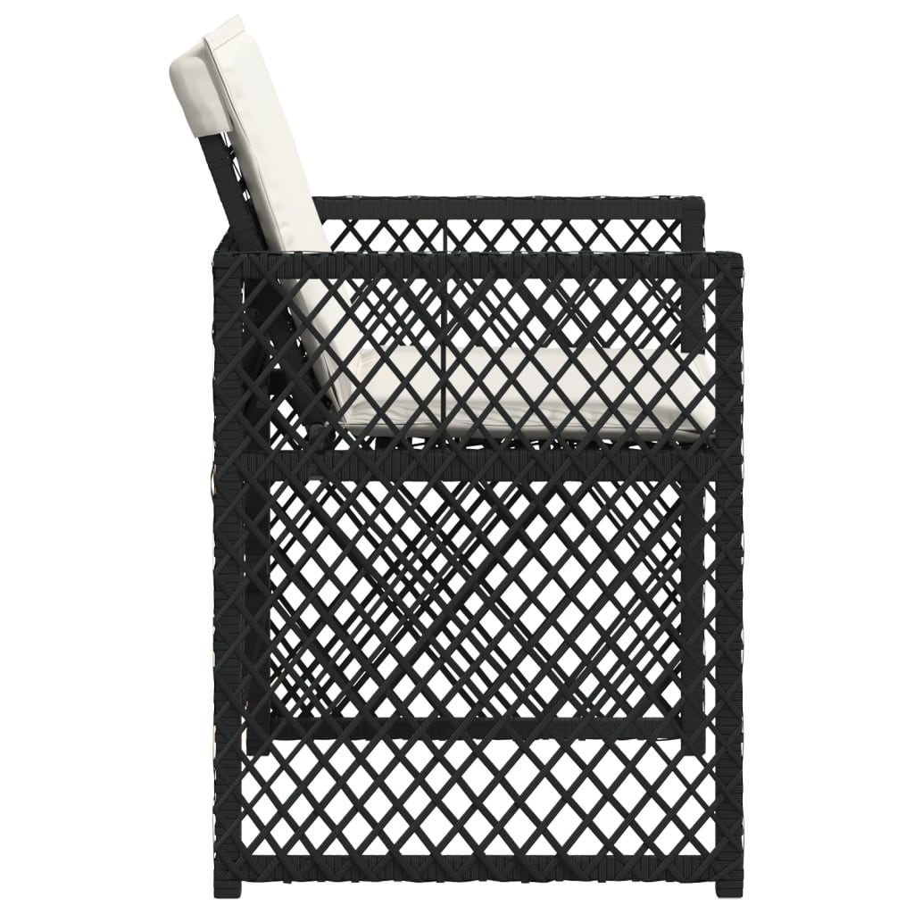 Градински столове с възглавници, 4 бр, черен, полиратан - Image 6