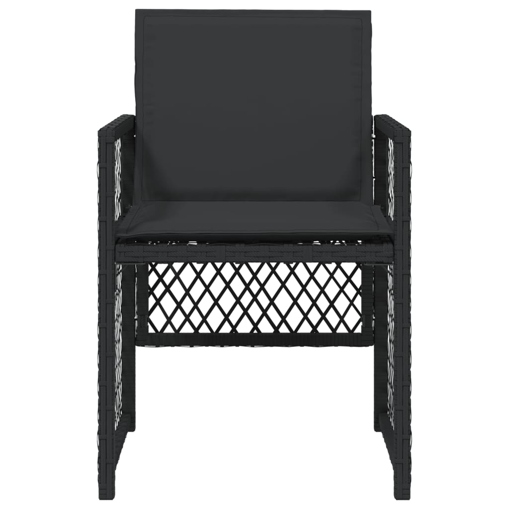 Градински столове с възглавници, 4 бр, черен, полиратан - Image 5