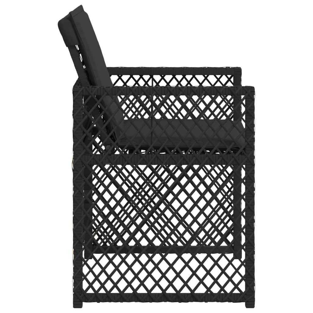 Градински столове с възглавници, 4 бр, черен, полиратан - Image 6