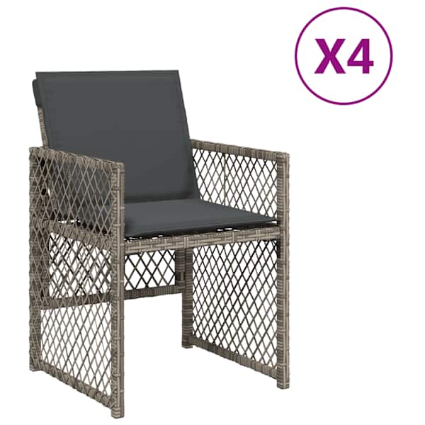 vidaXL aiatoolid patjadega 4 tk, hall, pol&uuml;rotang