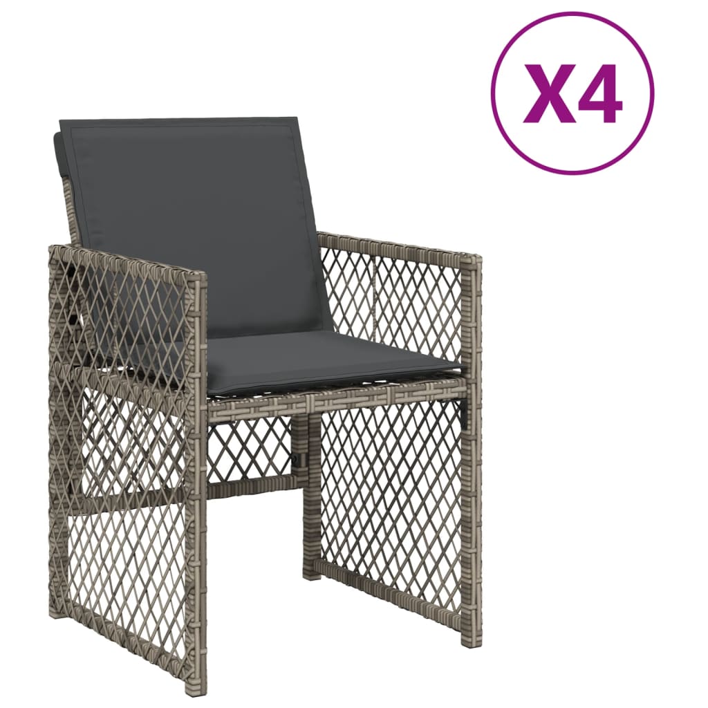 vidaXL Zahradní židle s poduškami 4 ks polyratan šedé