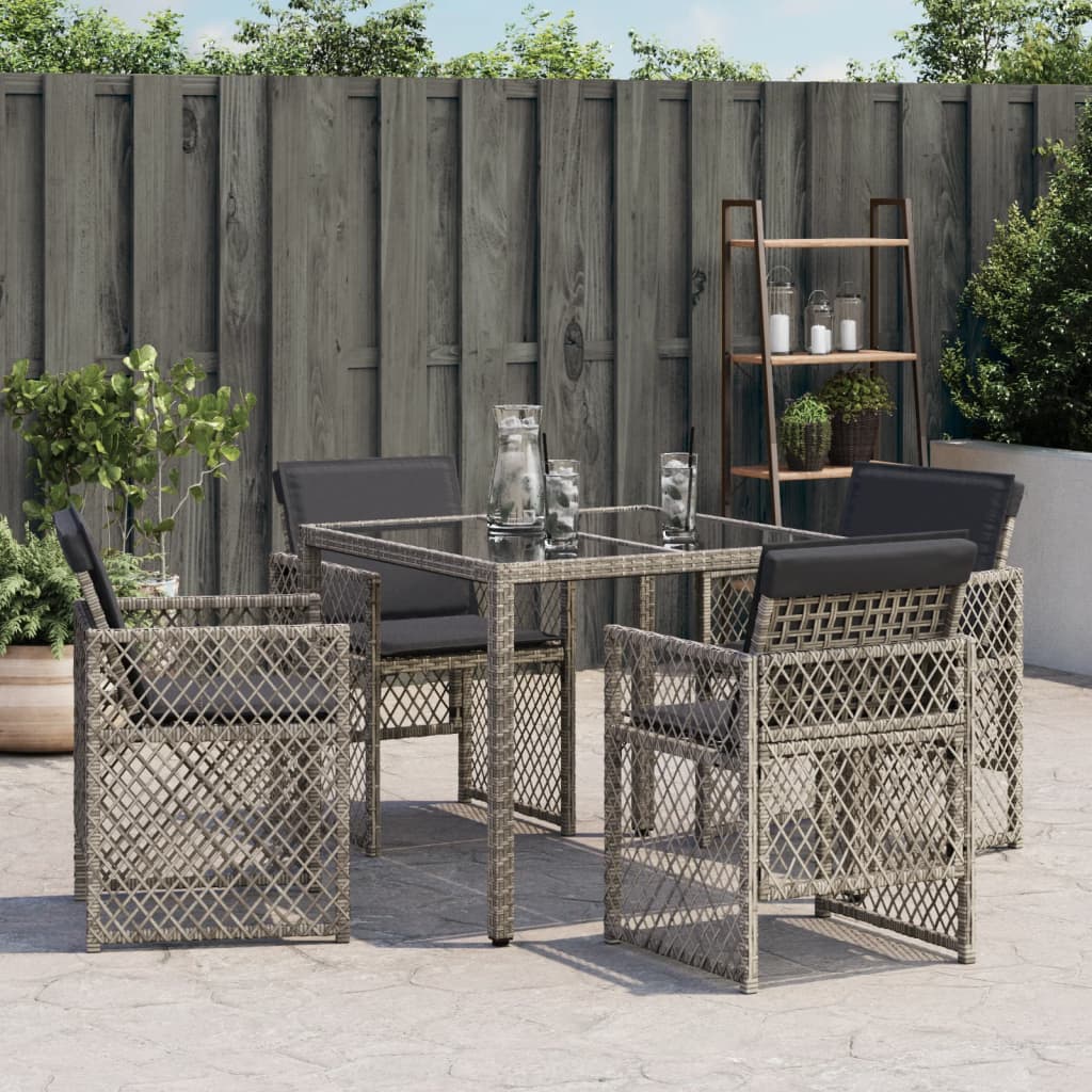 vidaXL Tuinstoelen 4 st met kussens poly rattan grijs