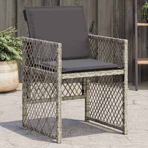 Vrtni stoli z blazinami 4 kosi siv poli ratan