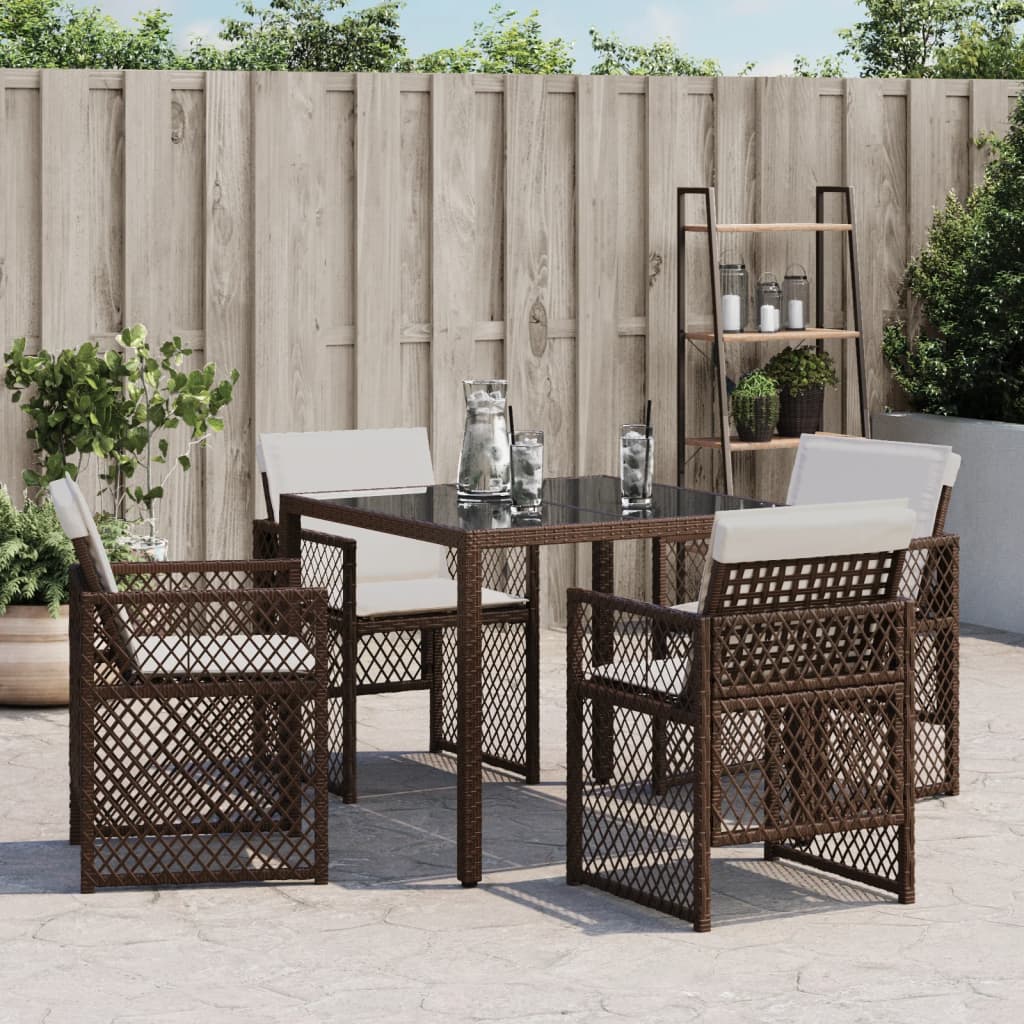 vidaXL Tuinstoelen 4 st met kussens poly rattan bruin