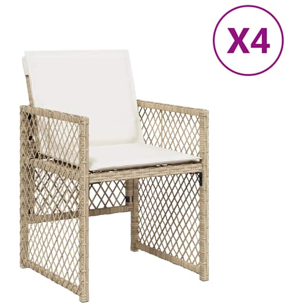 vidaXL aiatoolid koos istmepatjadega 4 tk, beež, pol&uuml;rotang