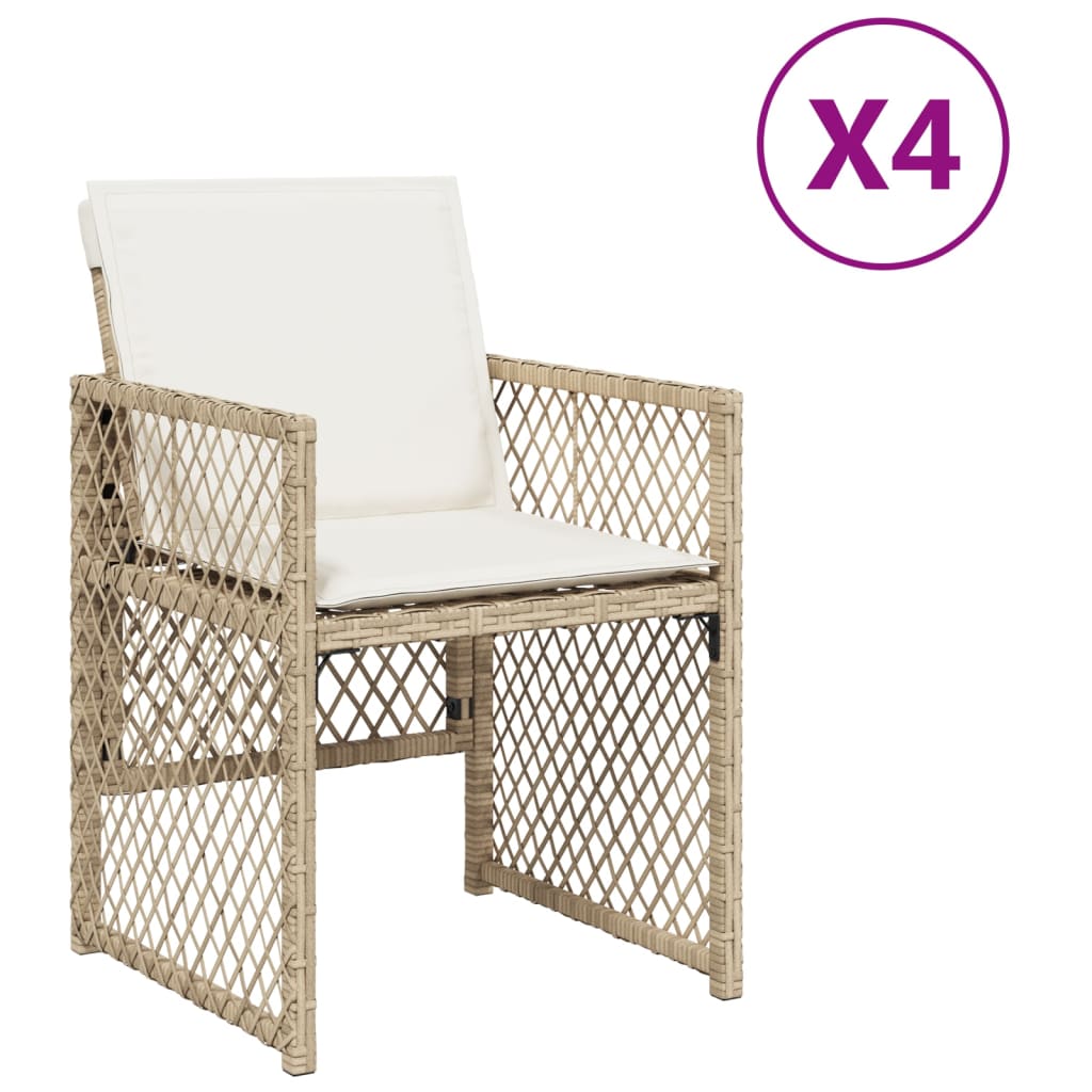 vidaXL Zahradní křesla s poduškami 4 ks béžová polyratan