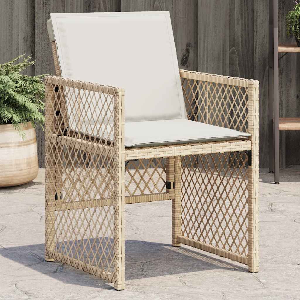 vidaXL Gartenstühle mit Kissen 4 Stk. Beige Poly Rattan