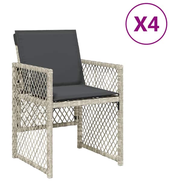 vidaXL aiatoolid patjadega 4 tk, helehall, pol&uuml;rotang
