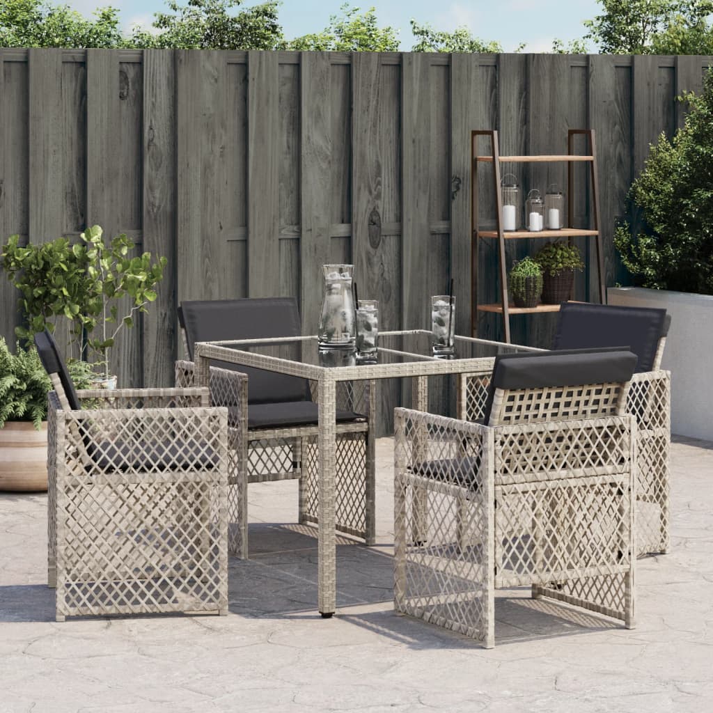 Thumbnail - vidaXL Gartenstühle mit Kissen 4 Stk. Hellgrau Poly Rattan