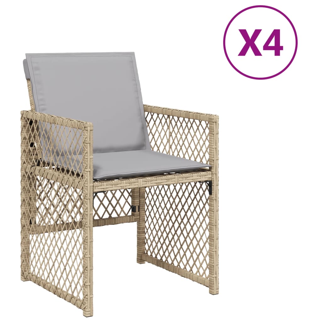 vidaXL Zahradní křesla s poduškami 4 ks smíšená béžová polyratan