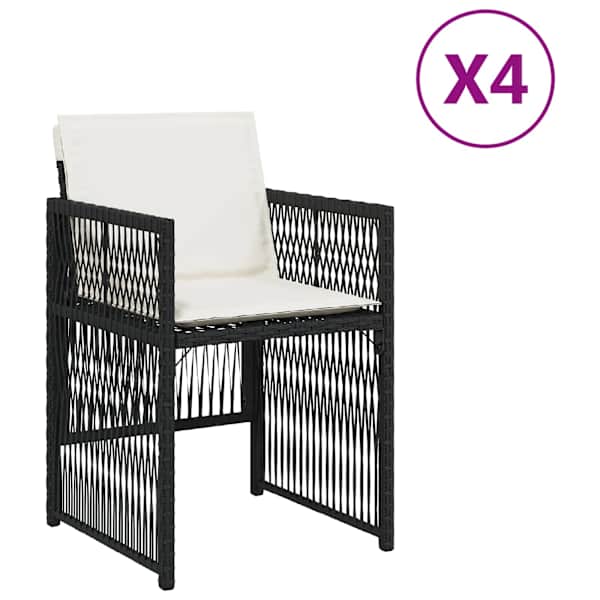 vidaXL aiatoolid patjadega 4 tk, must, pol&uuml;rotang