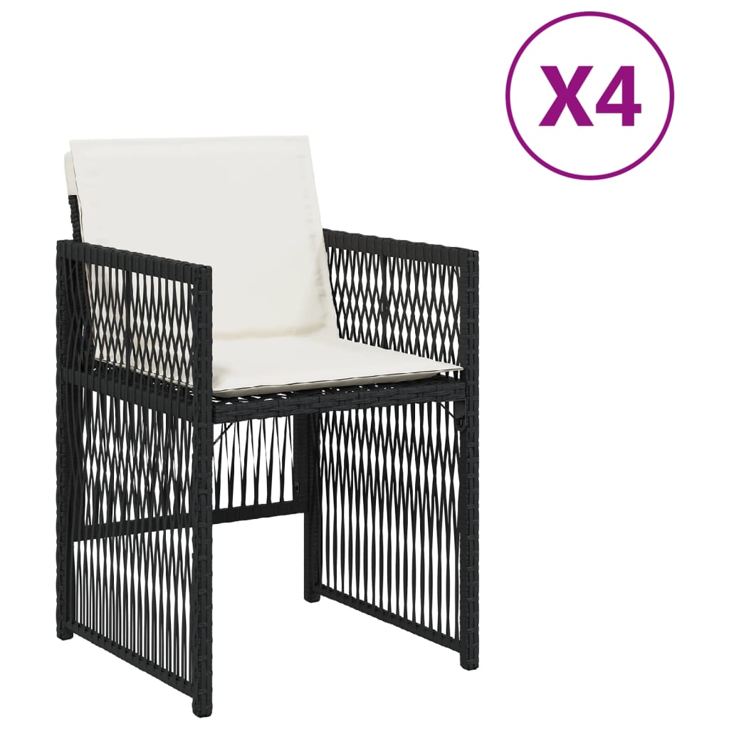 vidaXL Zahradní židle s poduškami 4 ks černé polyratan