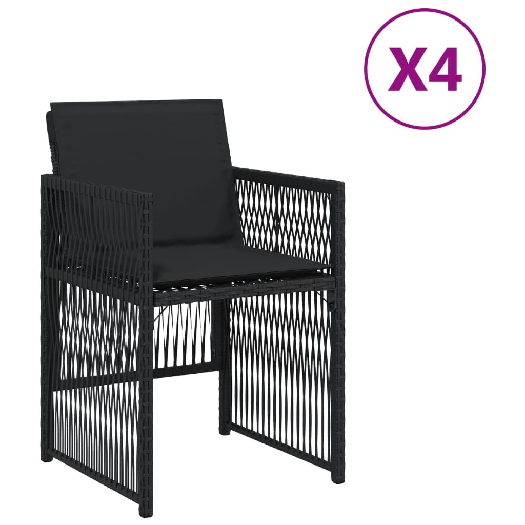 vidaXL Zahradní židle s poduškami 4 ks černé polyratan