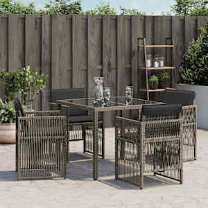 Zahradní židle s poduškami 4 ks polyratan šedé - obrázek 3