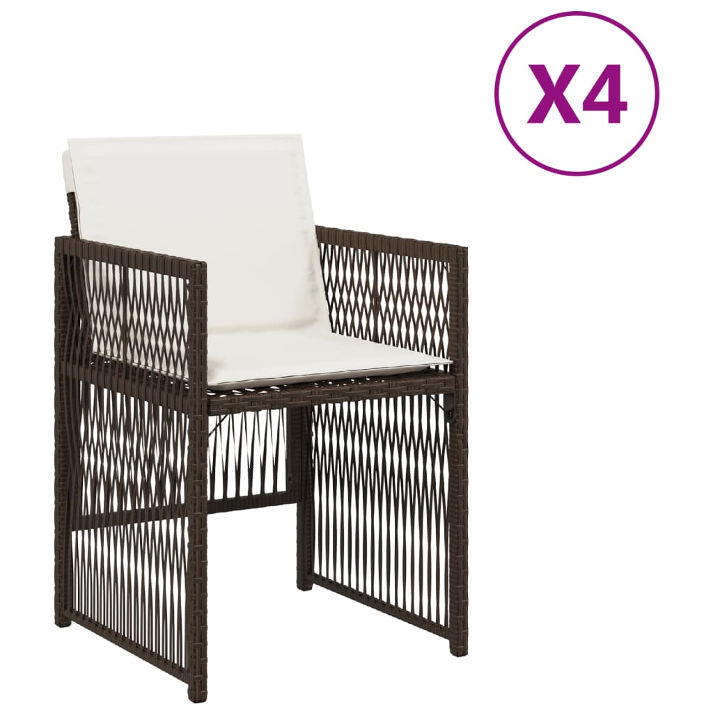 vidaXL Zahradní židle s poduškami 4 ks hnědé polyratan