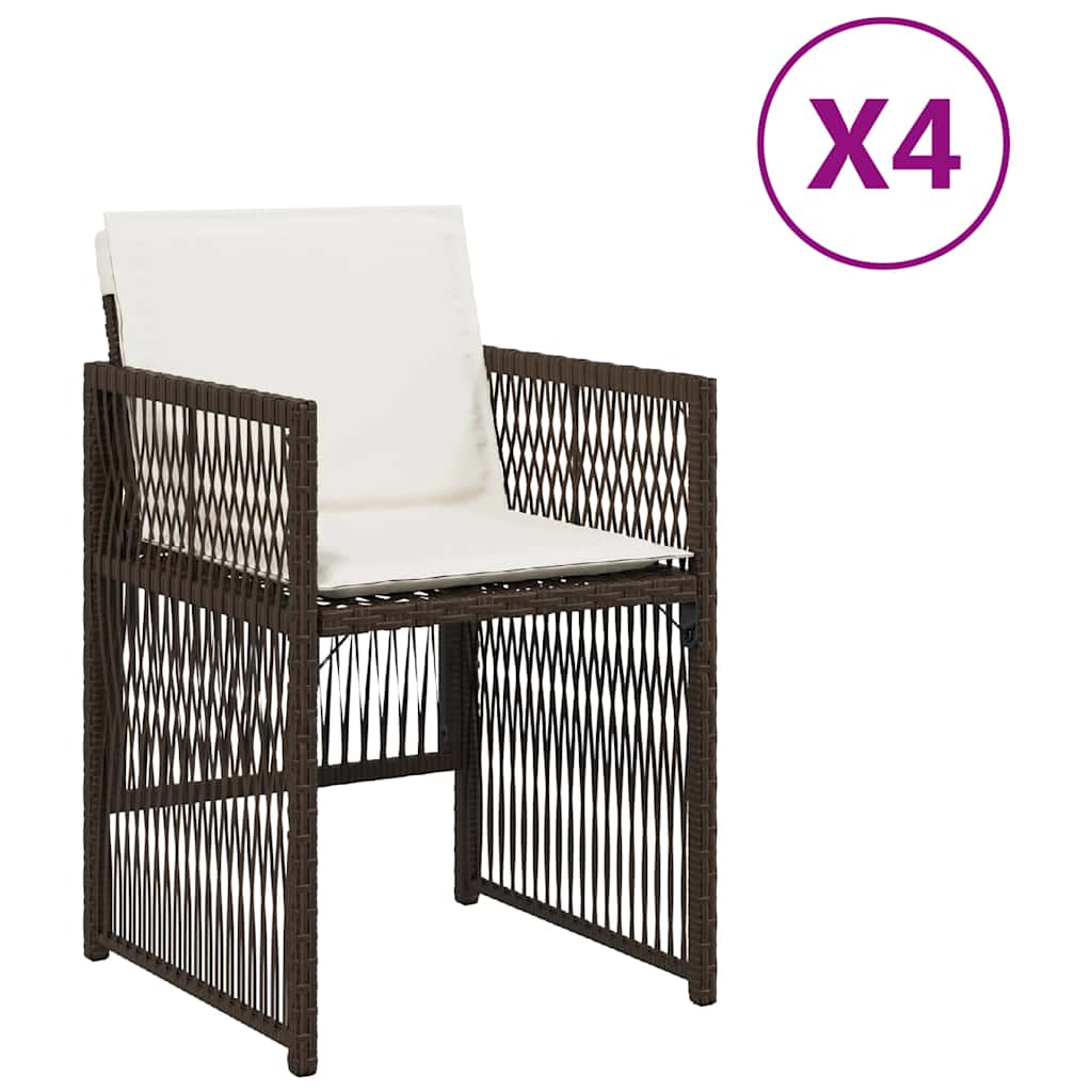 vidaXL Zahradní židle s poduškami 4 ks hnědé polyratan