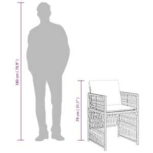 Zahradní židle s poduškami 4 ks hnědé polyratan - obrázek 11