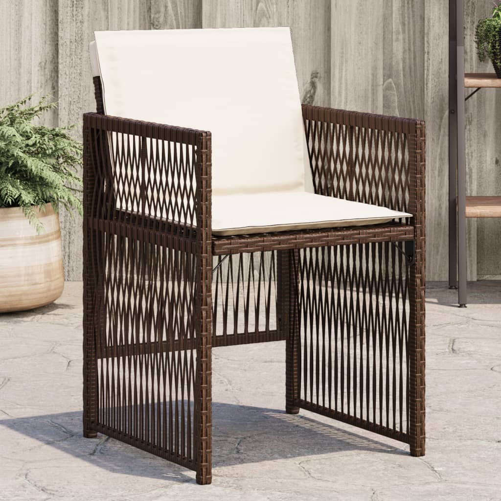 vidaXL Gartenstühle mit Kissen 4 Stk. Braun Poly Rattan