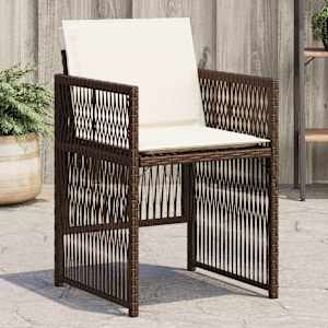 Vrtni stoli z blazinami 4 kosi rjav poli ratan