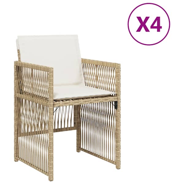 vidaXL aiatoolid koos istmepatjadega 4 tk, beež, pol&uuml;rotang