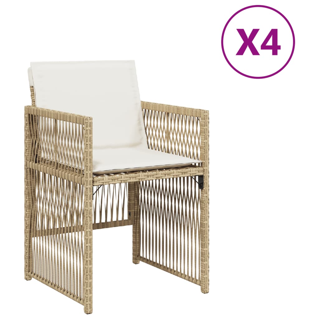 vidaXL Zahradní křesla s poduškami 4 ks béžová polyratan