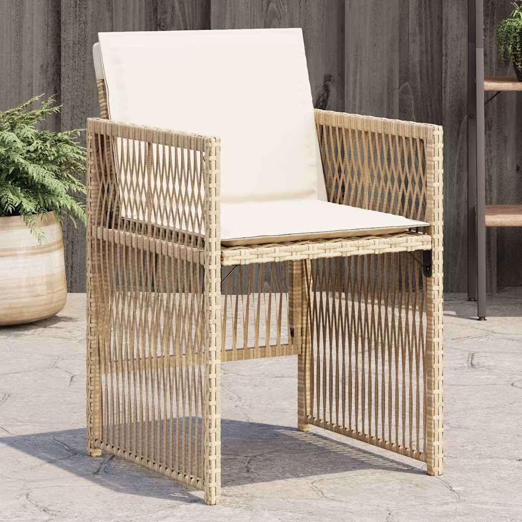 vidaXL Gartenstühle mit Kissen 4 Stk. Beige Poly Rattan