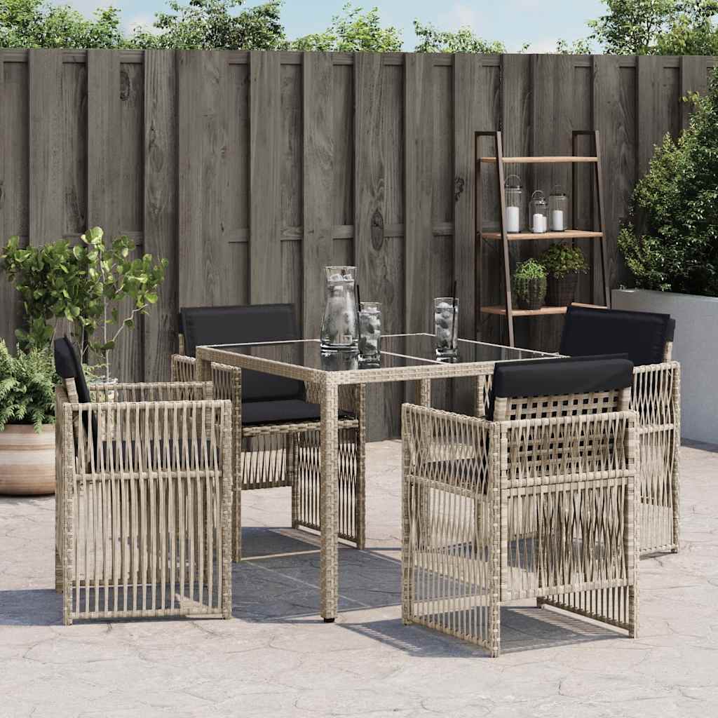 vidaXL Tuinstoelen 4 st met kussens poly rattan lichtgrijs afbeelding