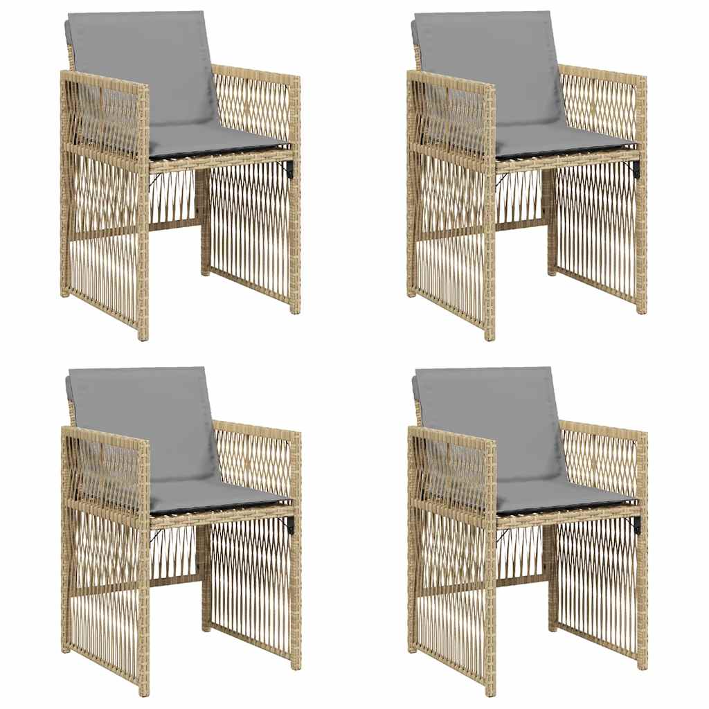 Thumbnail - vidaXL Gartenstühle mit Kissen 4 Stk. Beigemischung Poly Rattan