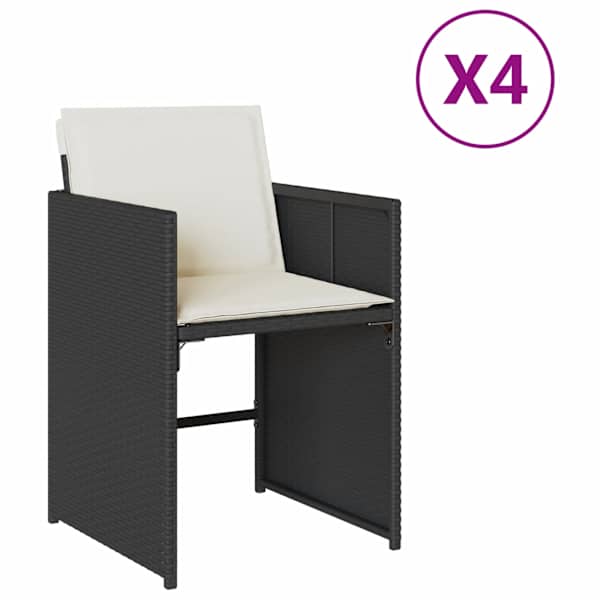 vidaXL aiatoolid patjadega 4 tk, must, pol&uuml;rotang