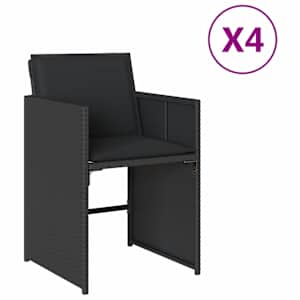 vidaXL aiatoolid patjadega 4 tk, must, pol&uuml;rotang