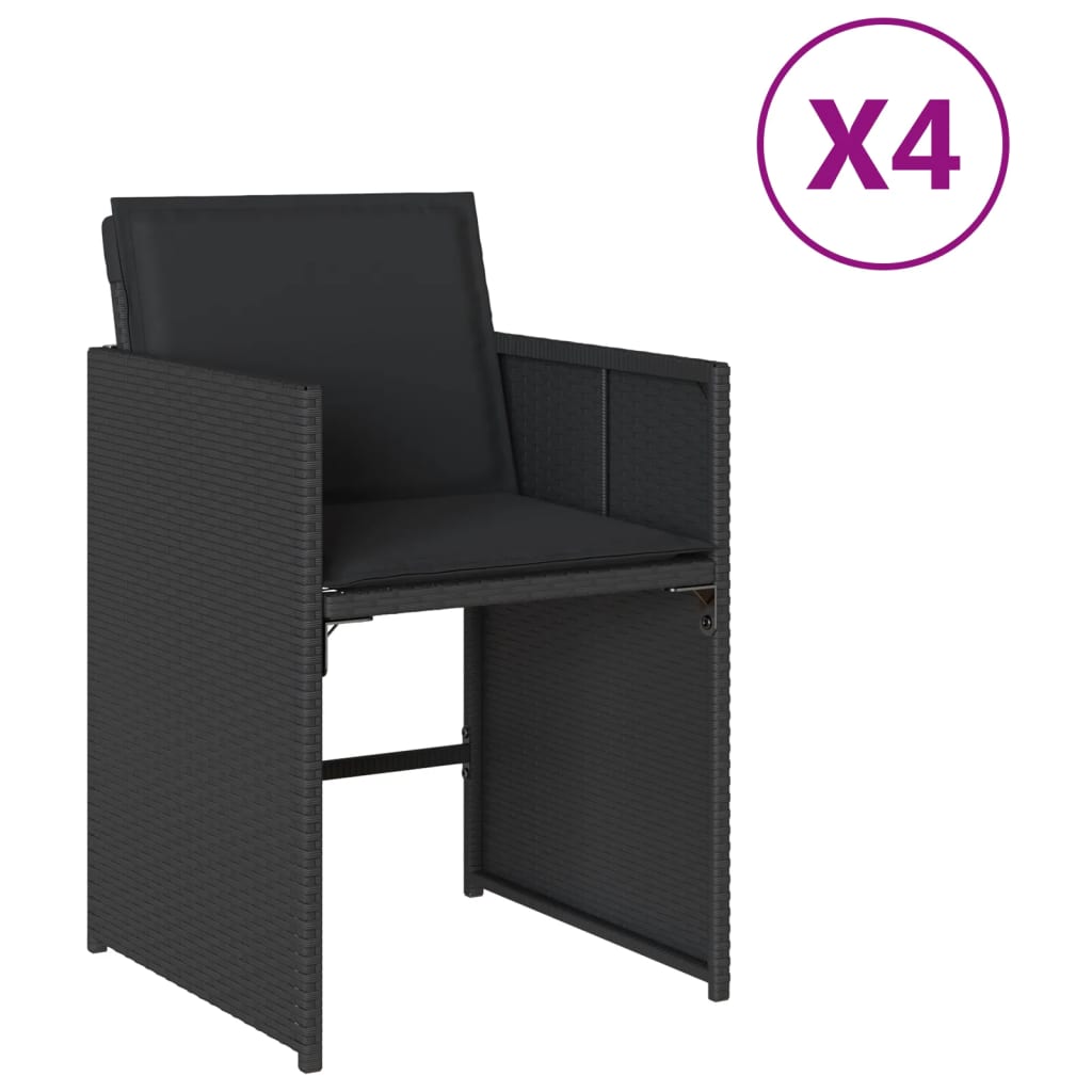 vidaXL Zahradní židle s poduškami 4 ks černé polyratan