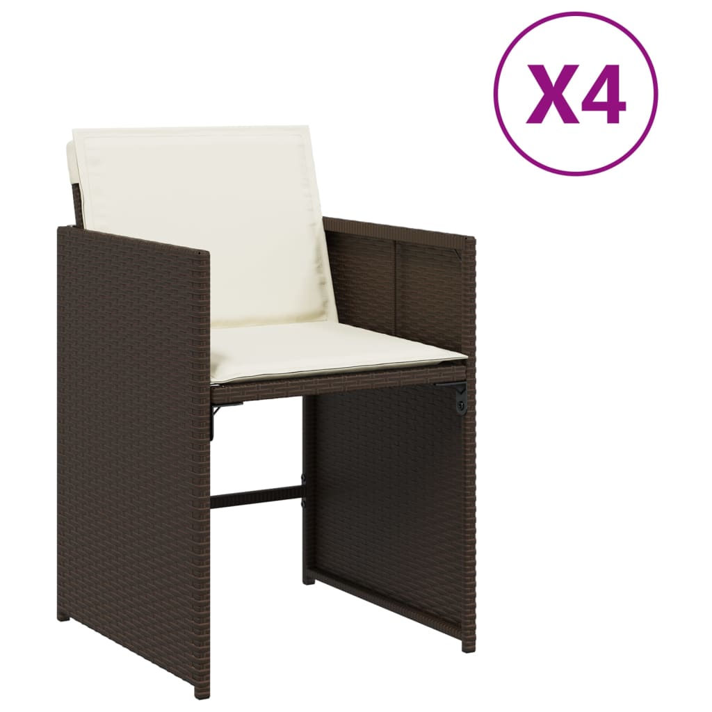vidaXL Zahradní židle s poduškami 4 ks hnědé polyratan