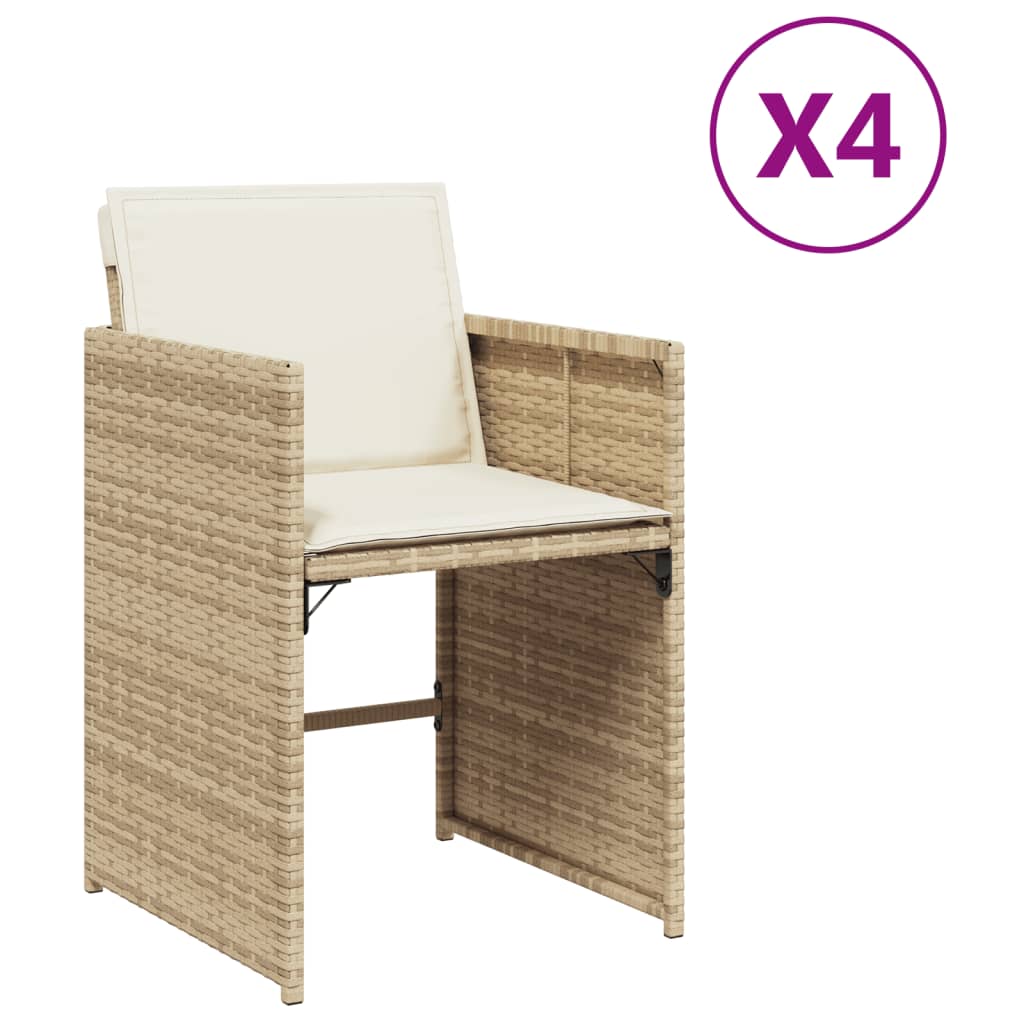Thumbnail - vidaXL Gartenstühle mit Kissen 4 Stk. Beige Poly Rattan