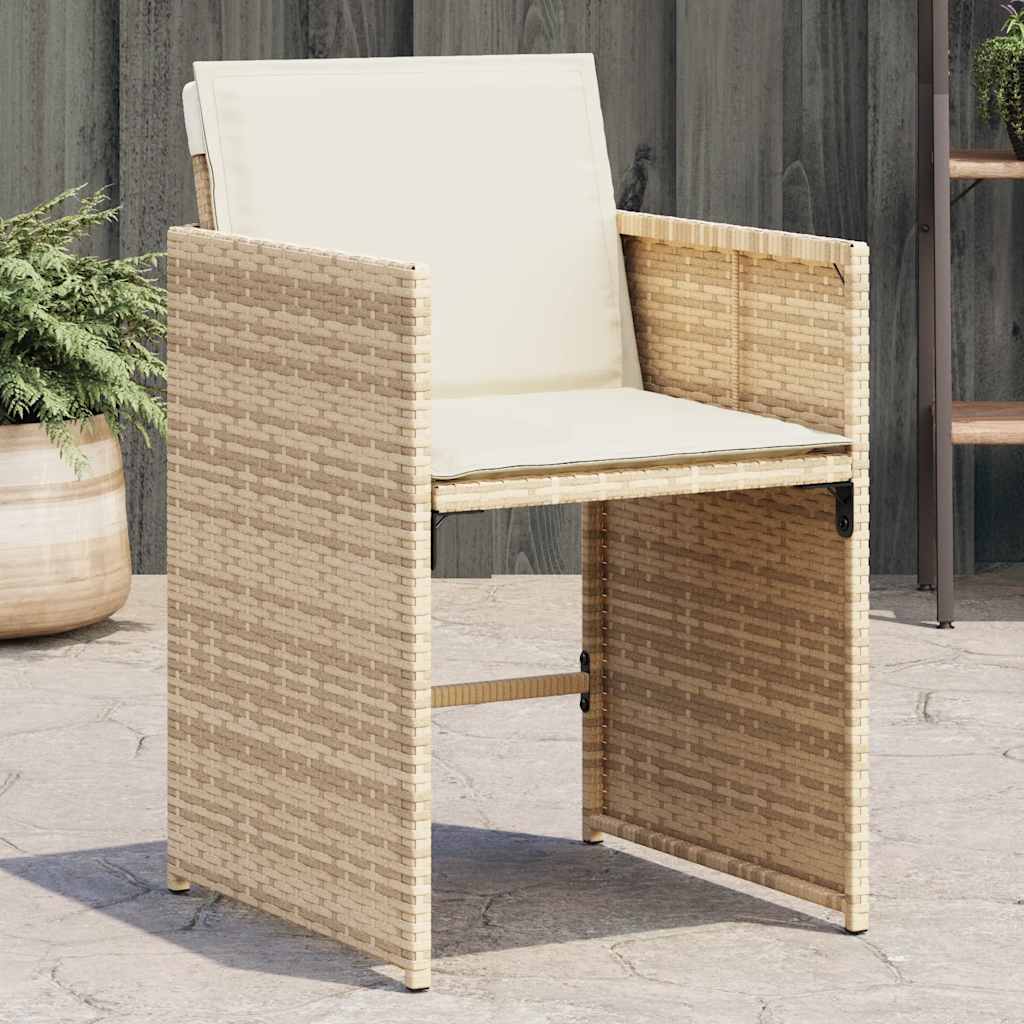 vidaXL Tr&auml;dg&aring;rdsstolar med dynor 4 st beige konstrotting