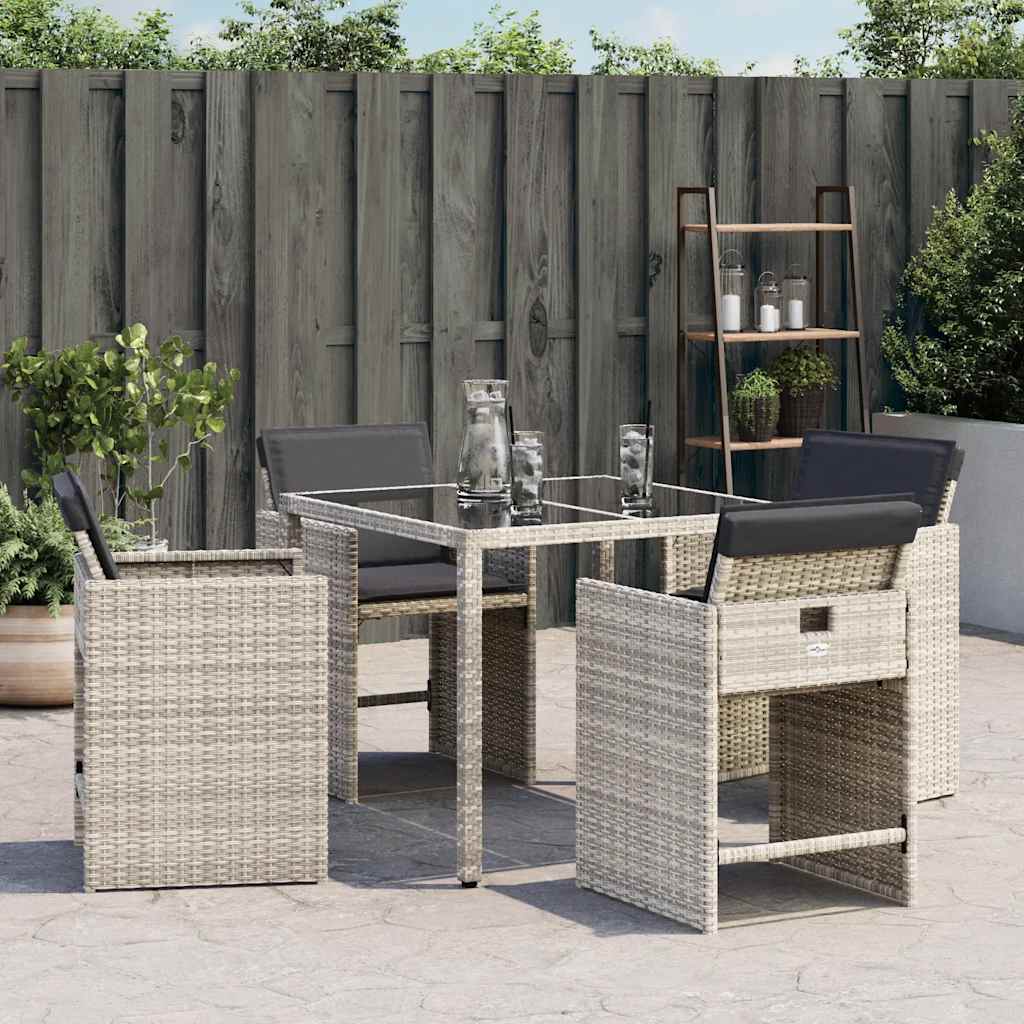 Thumbnail - vidaXL Gartenstühle mit Kissen 4 Stk. Hellgrau Poly Rattan