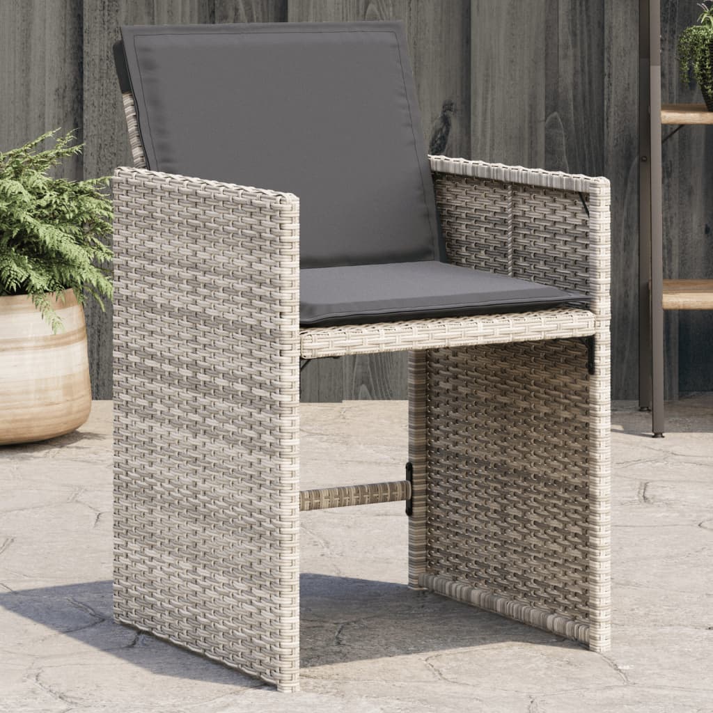 vidaXL Gartenstühle mit Kissen 4 Stk. Hellgrau Poly Rattan