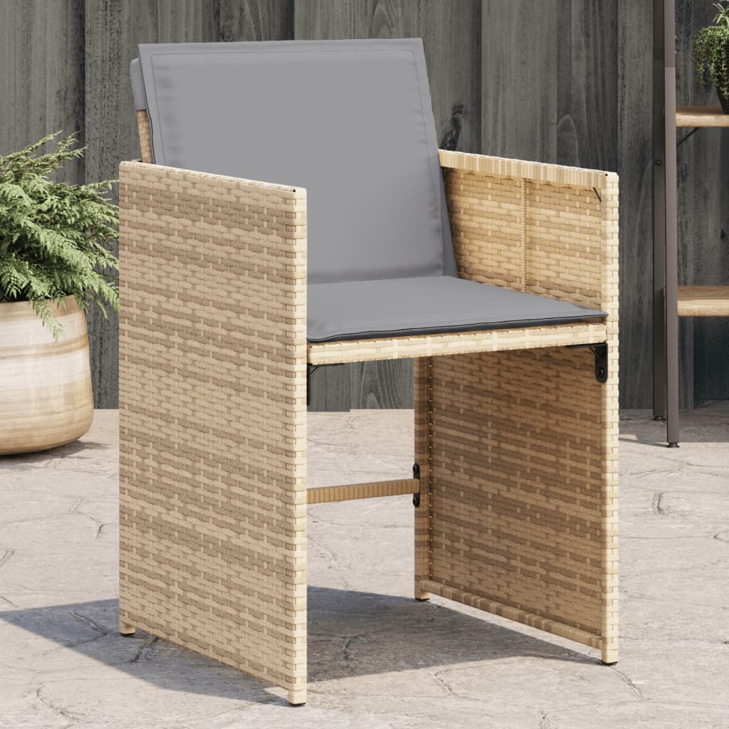 vidaXL havestole 4 stk. med hynder polyrattan blandet beige