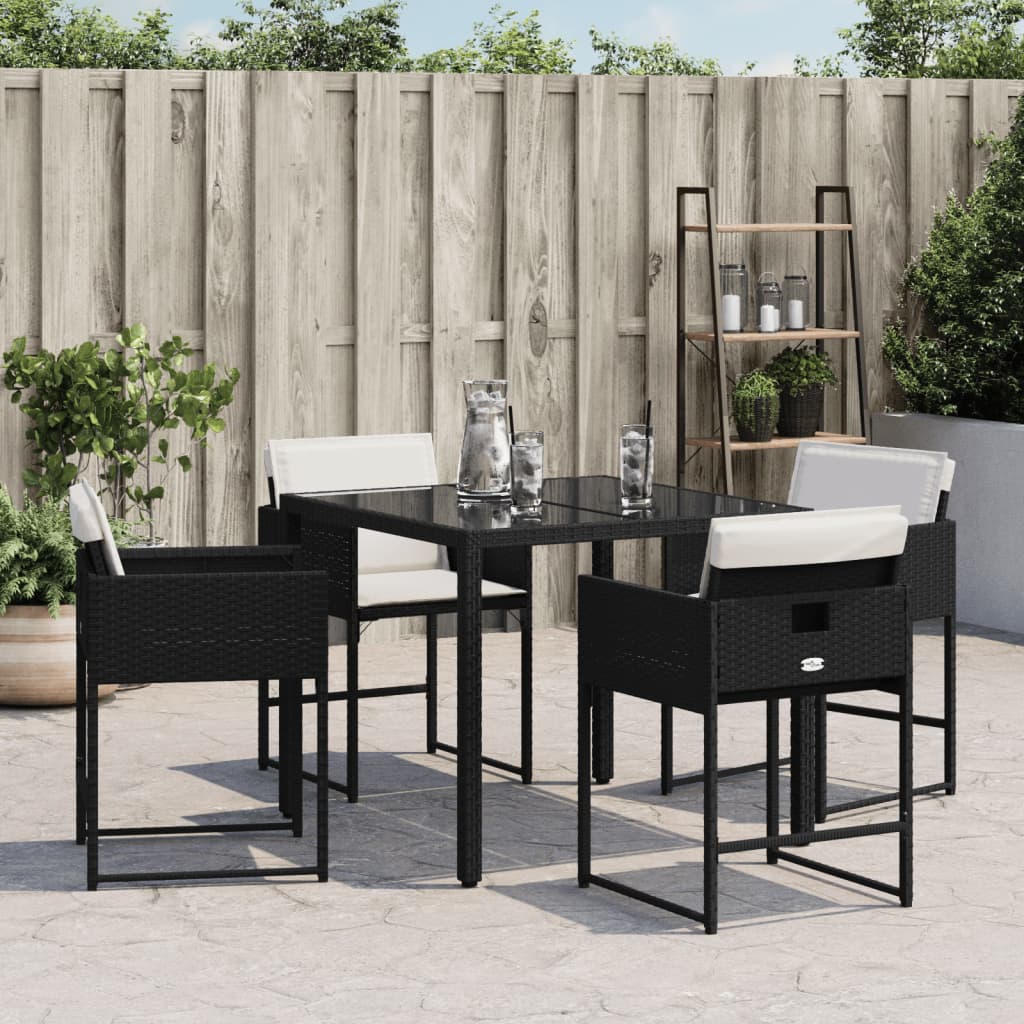 vidaXL Tuinstoelen 4 st met kussens poly rattan zwart
