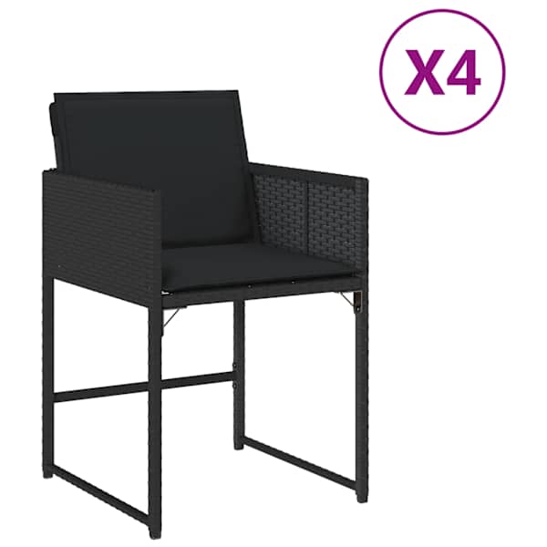 vidaXL aiatoolid patjadega 4 tk, must, pol&uuml;rotang