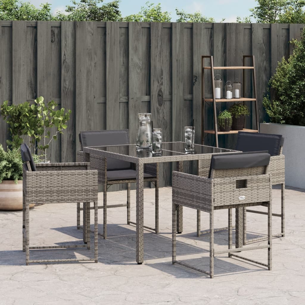 vidaXL Tuinstoelen 4 st met kussens poly rattan grijs