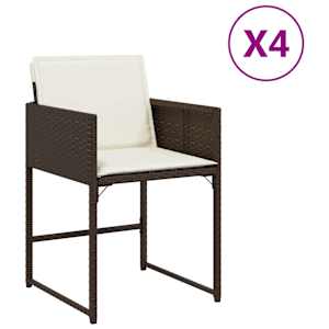 vidaXL aiatoolid koos istmepatjadega 4 tk, pruun, pol&uuml;rotang