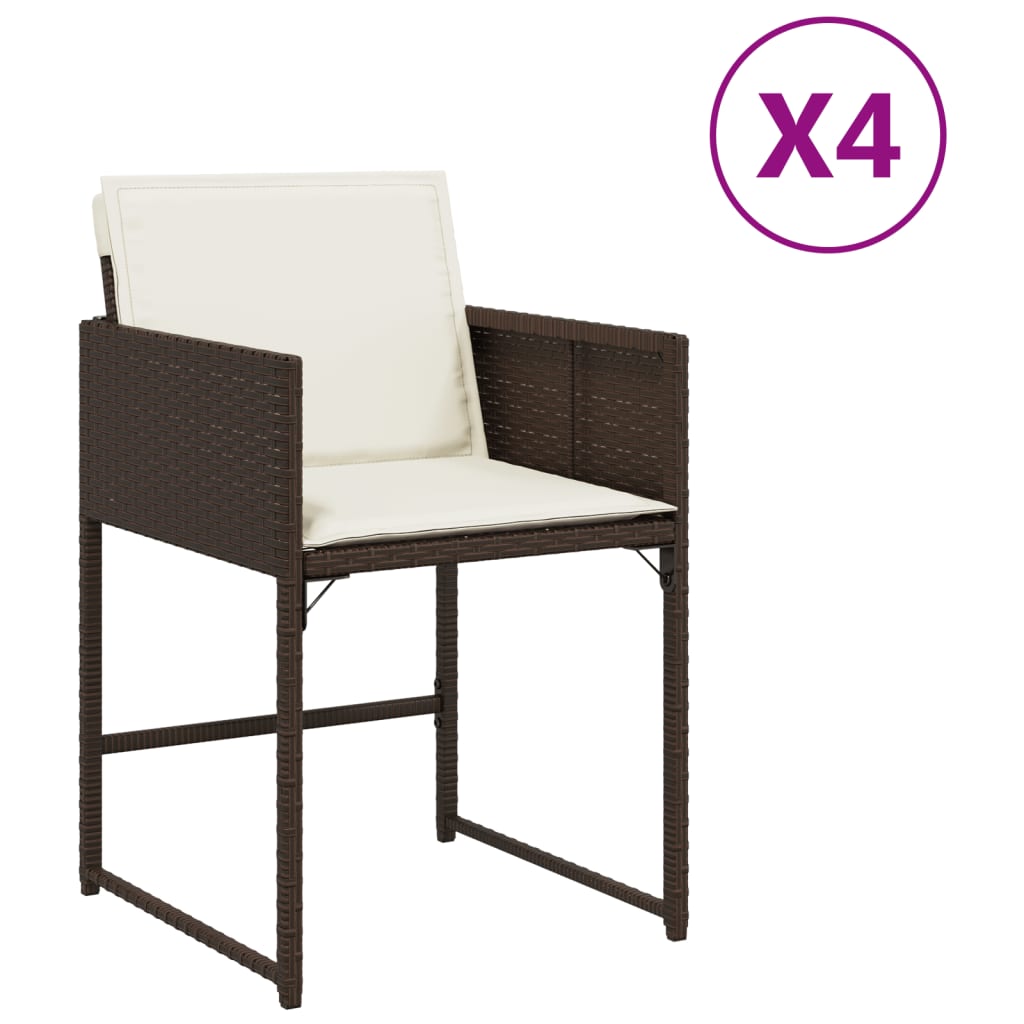 vidaXL Zahradní židle s poduškami 4 ks hnědé polyratan