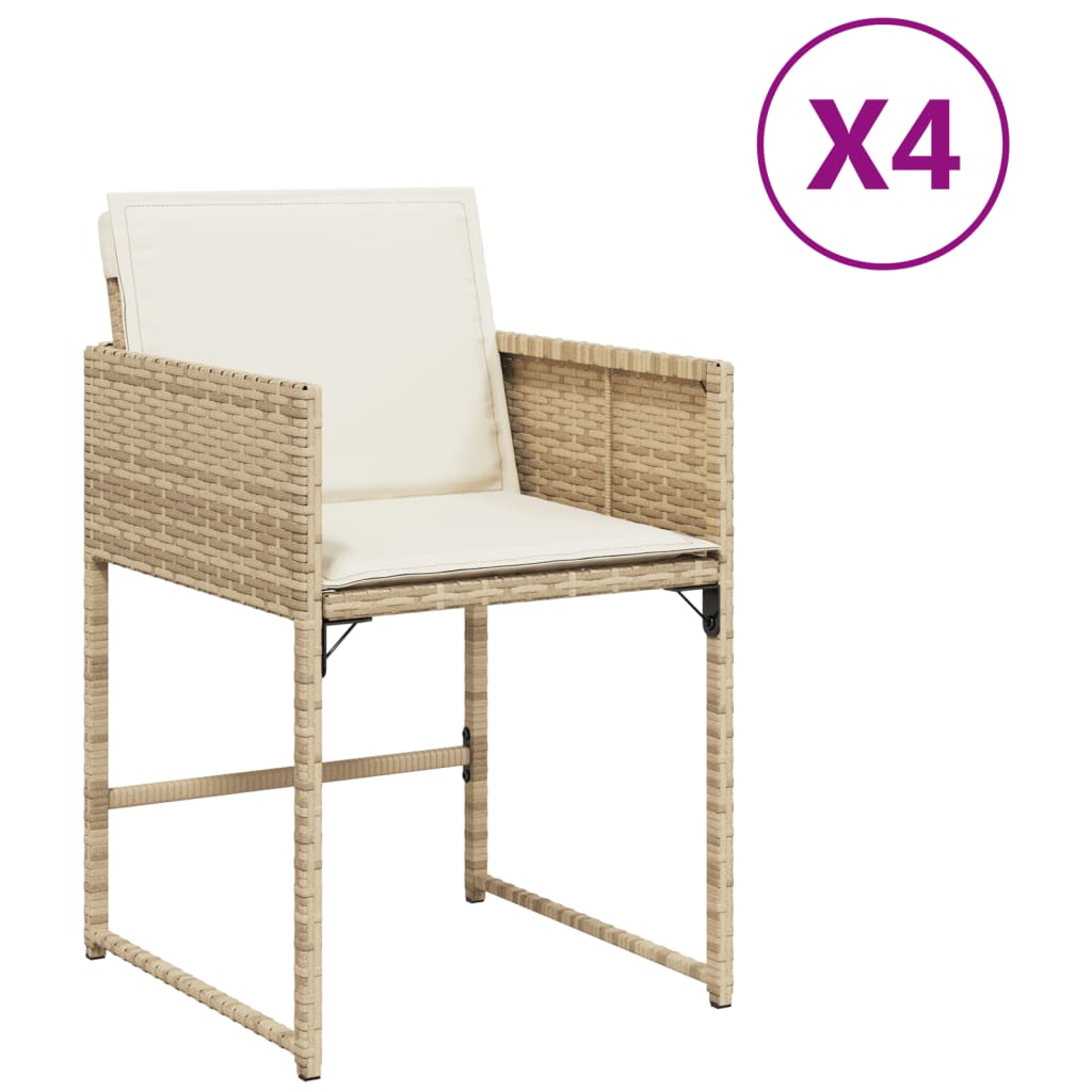 Thumbnail - vidaXL Gartenstühle mit Kissen 4 Stk. Beige Poly Rattan