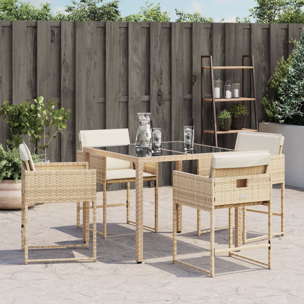 vidaXL Tuinstoelen 4 st met kussens poly rattan beige