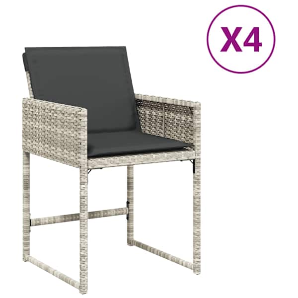 vidaXL aiatoolid patjadega 4 tk, helehall, pol&uuml;rotang