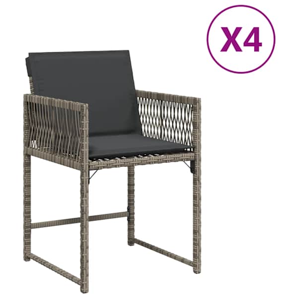 vidaXL aiatoolid patjadega 4 tk, hall, pol&uuml;rotang