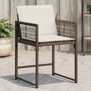 Vrtni stoli z blazinami 4 kosi rjav poli ratan